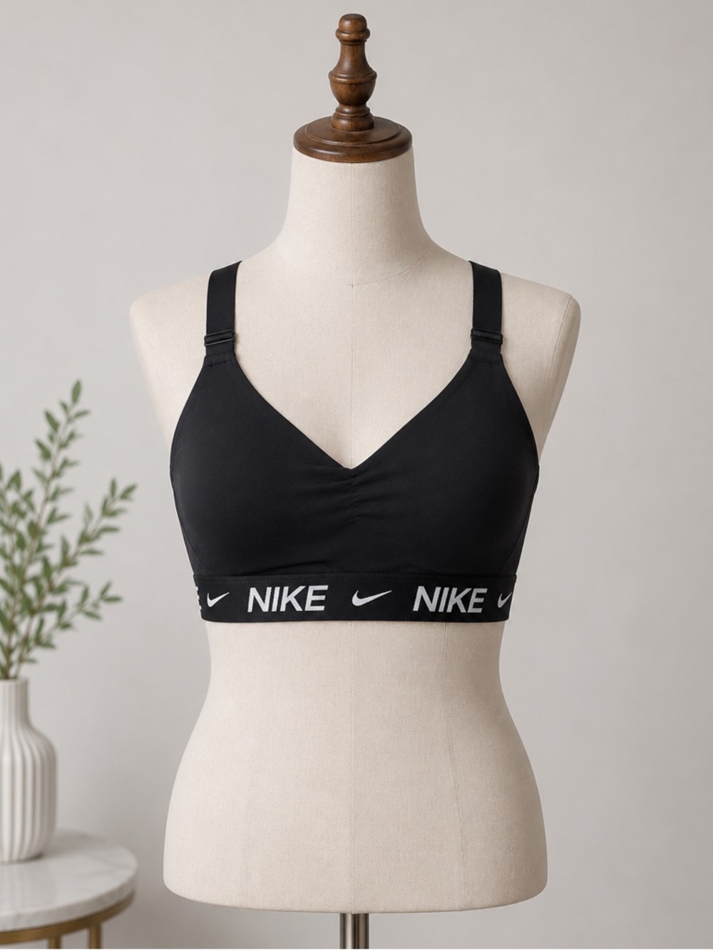 Nike Black Sports Bra Medium Support with Logo Elastic Band
